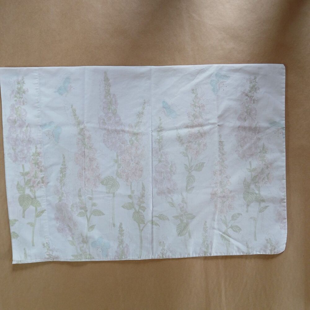 Vintage Floral Standard Size Pillowcase Cottagecore Granniecore Butterflies